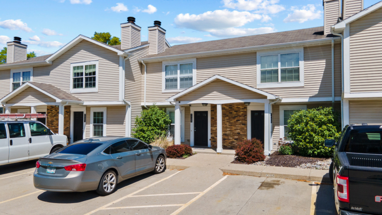 Newly renovated apartment exterior at the Waterford Apartments in Fort Wayne, Indiana.