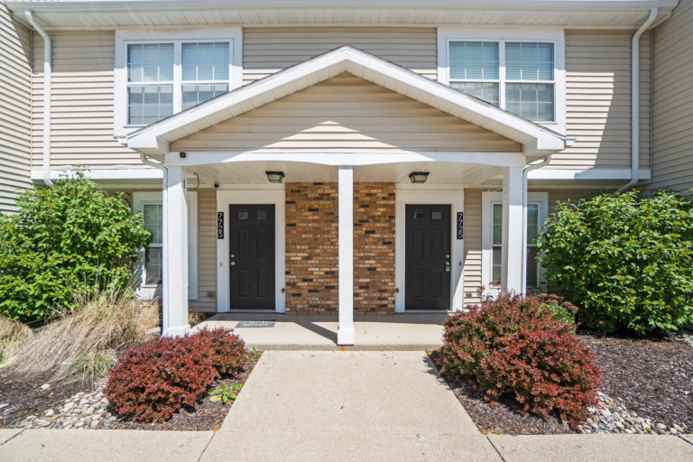 Newly renovated apartment front door at the Waterford Apartments in Fort Wayne, Indiana.